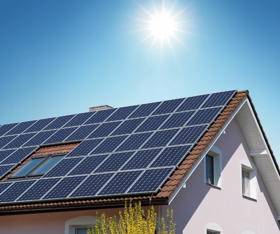 Modern house with solar panels