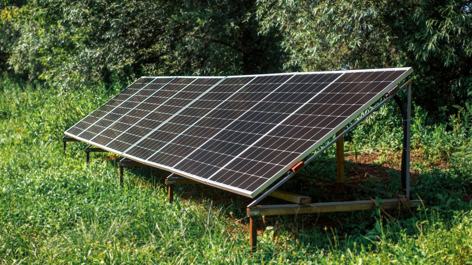 Solar farm sunset
